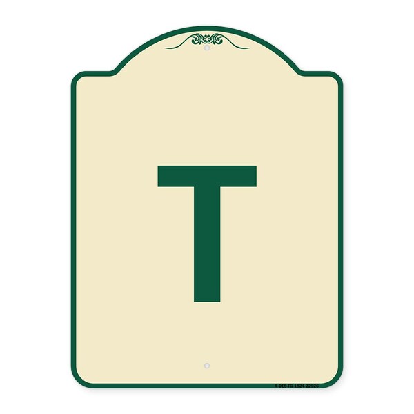 Signmission Designer Series Sign W/ Letter T, Tan & Green Heavy-Gauge Aluminum Sign, 24" x 18", TG-1824-22926 A-DES-TG-1824-22926 - main